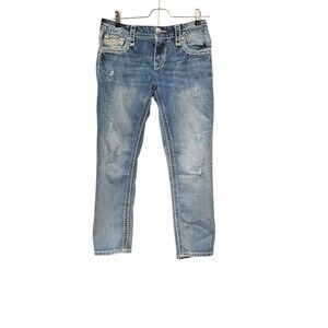 Rock Revival Betty Skinny Crop Jeans Size 25 Flap Back Pocket Embroidered
